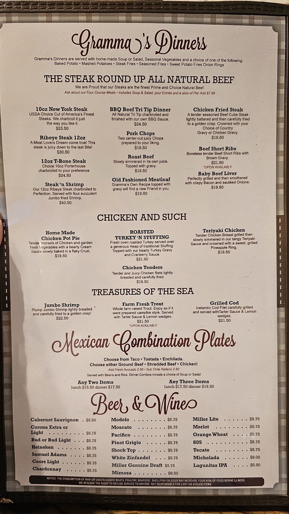 Menu layout with appetizer section visible.